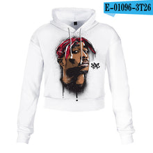 Charger l'image dans la galerie, 2pac Tupac Shakur Crop Top Hoodie Harajuku Cropped Sweatshirt Streetwear Hip Hop Long Sleeves Pullover Tops Sudaderas Mujer