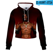 Charger l'image dans la galerie, 2pac Tupac Shakur Crop Top Hoodie Harajuku Cropped Sweatshirt Streetwear Hip Hop Long Sleeves Pullover Tops Sudaderas Mujer