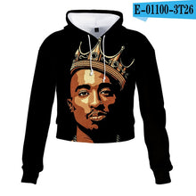 Charger l'image dans la galerie, 2pac Tupac Shakur Crop Top Hoodie Harajuku Cropped Sweatshirt Streetwear Hip Hop Long Sleeves Pullover Tops Sudaderas Mujer