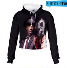 Charger l'image dans la galerie, 2pac Tupac Shakur Crop Top Hoodie Harajuku Cropped Sweatshirt Streetwear Hip Hop Long Sleeves Pullover Tops Sudaderas Mujer
