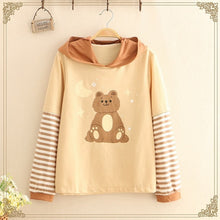 Charger l'image dans la galerie, Harajuku Kawaii Bear Long Sleeve Hoodies Women Sweet Striped Anime Clothes Japanese Korean Cartoon Printed Hooded Sweatshirt