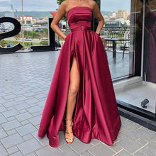 Charger l'image dans la galerie, New arrival evening prom party dresses Vestido de Festa gown Robe De Soiree pink satin sexy strapless long gown formal dress