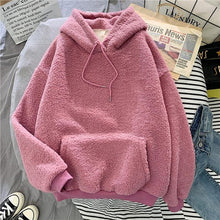 Charger l'image dans la galerie, new Autumn Winter Thick Warm Coat Velvet Cashmere Women Hoody Sweatshirt Solid Blue Pullover Casual Tops lady Loose Long Sleeve