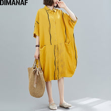 Charger l'image dans la galerie, DIMANAF Summer Plus Size Women Shirt Dress Sundress Pockets Striped Print Female Office Lady Vestido Loose Button Cardigan Dress