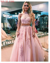 Charger l'image dans la galerie, 2020 Pink Quinceanera Dresses Lace 2 Pieces Appliques Vestido Para Quinceaneras A Line Backless Tulle vestidos de 15 años