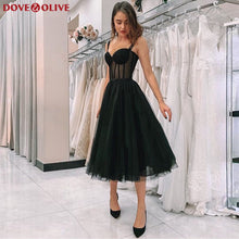 Charger l'image dans la galerie, Black Tea-Length Short Cocktail Dresses 2020 Sweetheart Neck Formal Party Prom Gowns Women Graduation Homecoming Robe Sukienki
