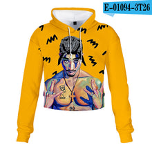 Charger l'image dans la galerie, 2pac Tupac Shakur Crop Top Hoodie Harajuku Cropped Sweatshirt Streetwear Hip Hop Long Sleeves Pullover Tops Sudaderas Mujer
