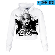 Charger l'image dans la galerie, 2pac Tupac Shakur Crop Top Hoodie Harajuku Cropped Sweatshirt Streetwear Hip Hop Long Sleeves Pullover Tops Sudaderas Mujer
