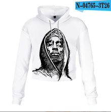 Charger l'image dans la galerie, 2pac Tupac Shakur Crop Top Hoodie Harajuku Cropped Sweatshirt Streetwear Hip Hop Long Sleeves Pullover Tops Sudaderas Mujer
