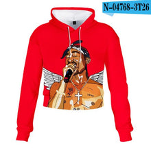 Charger l'image dans la galerie, 2pac Tupac Shakur Crop Top Hoodie Harajuku Cropped Sweatshirt Streetwear Hip Hop Long Sleeves Pullover Tops Sudaderas Mujer
