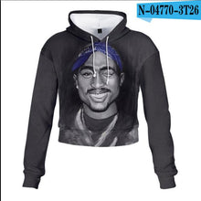 Charger l'image dans la galerie, 2pac Tupac Shakur Crop Top Hoodie Harajuku Cropped Sweatshirt Streetwear Hip Hop Long Sleeves Pullover Tops Sudaderas Mujer
