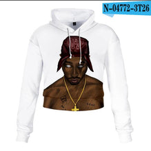 Charger l'image dans la galerie, 2pac Tupac Shakur Crop Top Hoodie Harajuku Cropped Sweatshirt Streetwear Hip Hop Long Sleeves Pullover Tops Sudaderas Mujer
