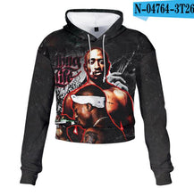 Charger l'image dans la galerie, 2pac Tupac Shakur Crop Top Hoodie Harajuku Cropped Sweatshirt Streetwear Hip Hop Long Sleeves Pullover Tops Sudaderas Mujer
