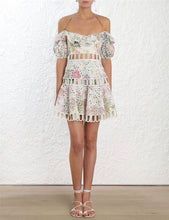 Charger l'image dans la galerie, Slash Neck Women Dress Top Quality Sexy Print Vintage Bodycon Mini Hollow Out Pub Homecoming Party Dresses Summer
