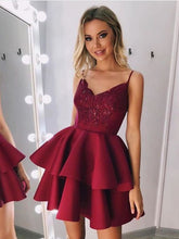 Charger l'image dans la galerie, Burgundy Prom Dresses Lace Short Party Girl Short Graduation Prom Dresses Homecoming Dresses Party Evening Dresses
