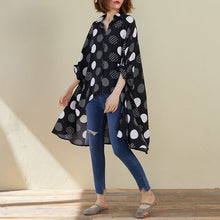 Charger l'image dans la galerie, DIMANAF Plus Size Women Blouse Shirts Summer Batwing Sleeve Lady Tops Oversize Chiffon Polka Dot Black Loose Casual Female 5XL
