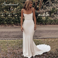 Charger l'image dans la galerie, Feminine Silk Satin Mermaid Wedding Dresses 2020 Sexy Criss Cross Back Spaghetti Straps Trumpet Bridal Gowns
