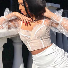 Charger l'image dans la galerie, She'sModa Dot Mesh Bra Wrapped Cropped Top Women's Women Blouses Top
