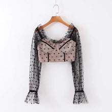 Charger l'image dans la galerie, She'sModa Dot Mesh Bra Wrapped Cropped Top Women's Women Blouses Top
