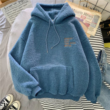 Charger l'image dans la galerie, new Autumn Winter Thick Warm Coat Velvet Cashmere Women Hoody Sweatshirt Solid Blue Pullover Casual Tops lady Loose Long Sleeve
