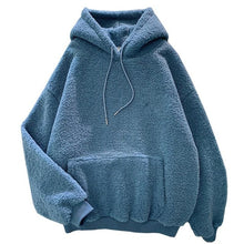 Charger l'image dans la galerie, new Autumn Winter Thick Warm Coat Velvet Cashmere Women Hoody Sweatshirt Solid Blue Pullover Casual Tops lady Loose Long Sleeve
