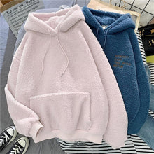 Charger l'image dans la galerie, new Autumn Winter Thick Warm Coat Velvet Cashmere Women Hoody Sweatshirt Solid Blue Pullover Casual Tops lady Loose Long Sleeve
