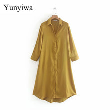 Charger l'image dans la galerie, New Women Solid Color Shirtwaist Vestidos Lace Up Sashes Casual Straight Dress Ladies Autumn Three Quarter Sleeve Dresses
