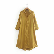 Charger l'image dans la galerie, New Women Solid Color Shirtwaist Vestidos Lace Up Sashes Casual Straight Dress Ladies Autumn Three Quarter Sleeve Dresses
