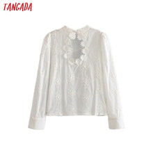 Charger l'image dans la galerie, Tangada women backless white emboridery cotton blouse French style 2020 new arrival chic female shirt tops 1T25
