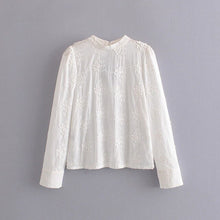 Charger l'image dans la galerie, Tangada women backless white emboridery cotton blouse French style 2020 new arrival chic female shirt tops 1T25

